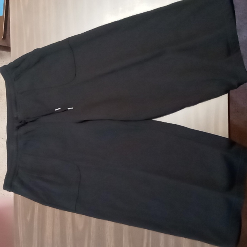 Terra & Sky Black Knit Cropped Pants w Front Tie OX (14)